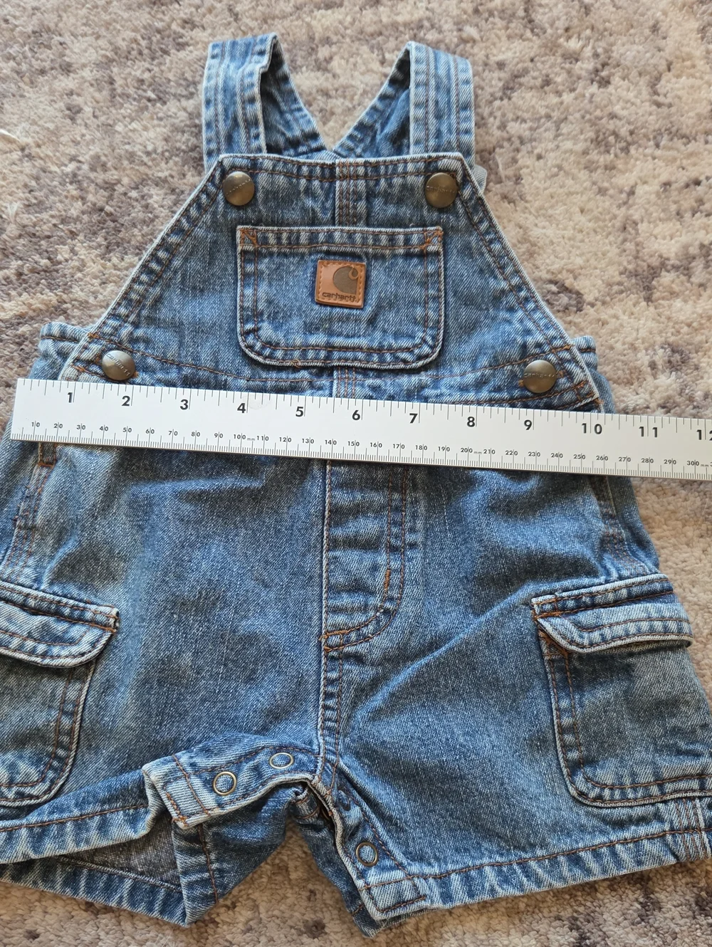 Carhartt Infant Denim Short Overalls Size 6 Months